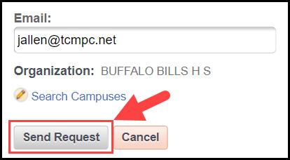 bottom of the request changes modal with an arrow pointing to the send request button