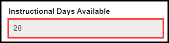 instructional days available field with an automated numerical entry