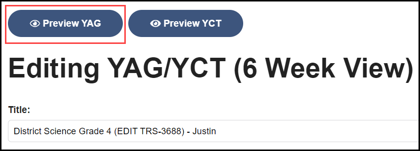 top of page showing the preview yag button highlighted