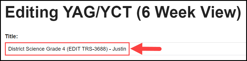 top of the yag / y c t edit page with the title field highlighted