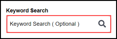 keyword search filter with an outline around the keyword field