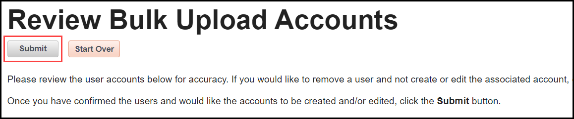 the top of the account review page with an outline around the submit button