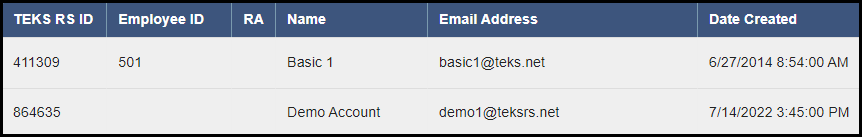 the user search results list showing a sample user