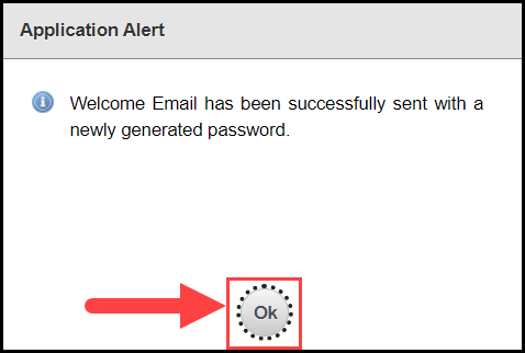 a pop up window showing a user message and an outline around the okay button