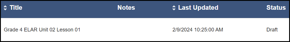 the my plans results list showing a sample plan 