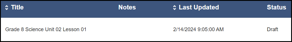 the my plans results list showing a sample plan