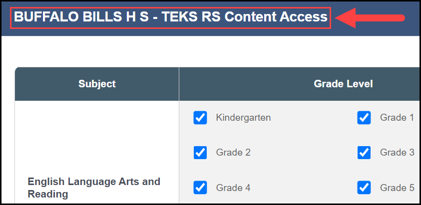 expanded campus content access bar with an arrow pointing to the campus title